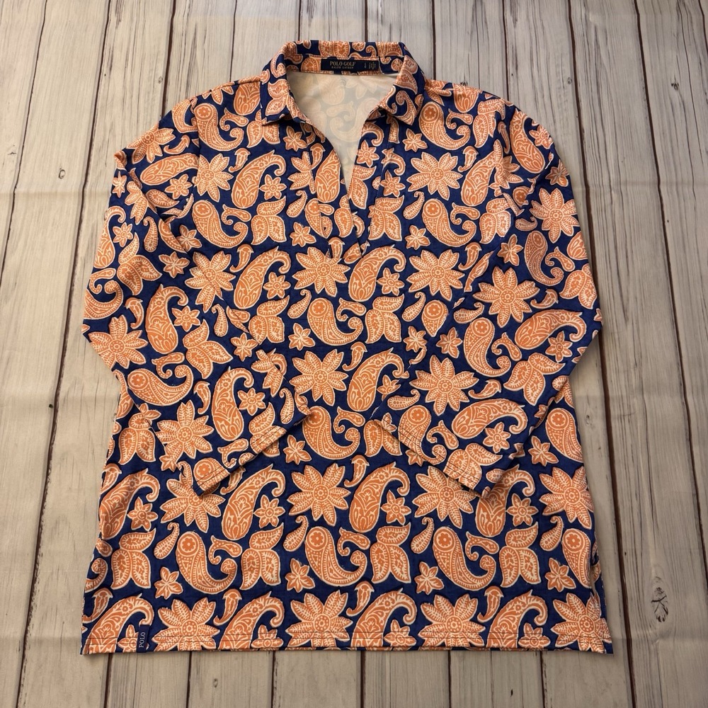 Ralph Lauren Women's L Polo Golf Tunic Top Poppy Bermuda Paisley Performance‎